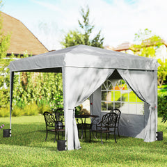 10 x 10 ft Pop Up Canopy Tent with Sidewalls, UPF50+ Outdoor Portable Instant Canopy Shelter with Carry Bag, Light Gray