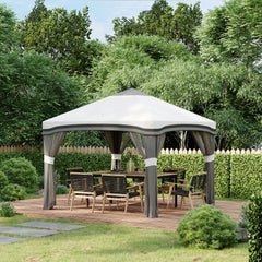 10' x 10' Pop Up Canopy Tent with Netting, Instant Tents for Parties, Height Adjustable, with Wheeled Carry Bag and 4 Sand Bags for Outdoor, Garden, Patio, Gray