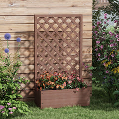 Trellis Planter Box for Climbing Plants, Raised Garden Bed w/ Trellis Lattice for Outdoor Garden, Backyard, Brown