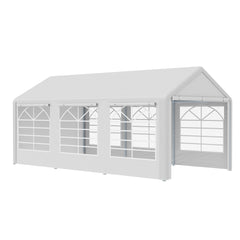 10 x 20 ft Heavy Duty Party Tent Outdoor Gazebo Wedding Tent Event Shelter Carport BBQ with Removable Sidewalls & Windows, Outside Waterproof Canopy for Parties, White