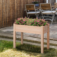 34'' Raised Garden Bed, Elevated Wooden Planter Box DIY Paint with Holes for Vegetables, Herb and Flowers Backyard Use