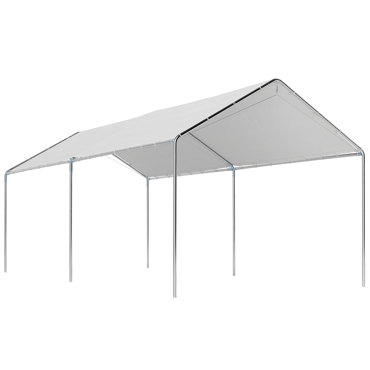9.6' x 19.5' Carport Heavy Duty Galvanized Car Canopy w/ Included Anchor Kit, 3 Reinforced Steel Cables, White