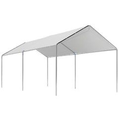 9.6' x 19.5' Carport Heavy Duty Galvanized Car Canopy w/ Included Anchor Kit, 3 Reinforced Steel Cables, White
