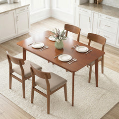 47.2" Rectangle Dining Table for 4, Mid-Century Modern Kitchen Table with Rubber Wood Legs for Dining Room, Walnut