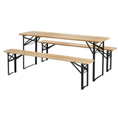 6' Portable Picnic Table and Bench Set, Outdoor Wooden Folding Camping Dining Table Set for Patio Garden Outdoor Activities