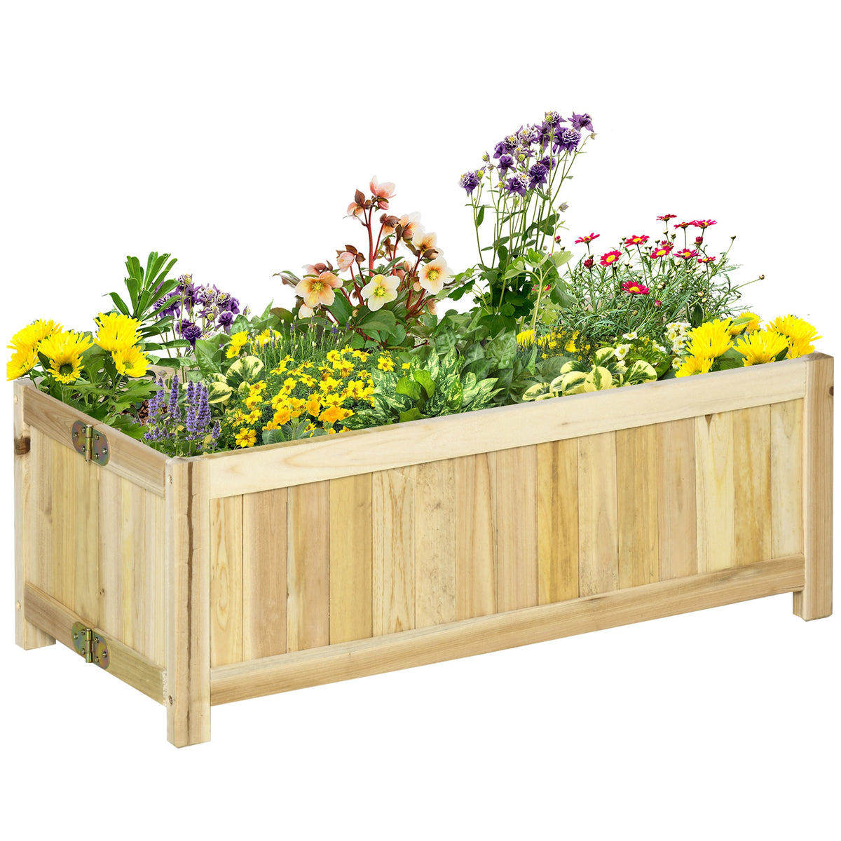 Foldable Raised Garden Bed, Wooden Planter Box, Herb Garden Planter with Drainage Holes, for Backyard, Patio to Grow Vegetables, Herbs, and Flowers, 27.6" x 11.6" x 9.8"