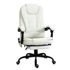 7-Point Vibrating Massage Office Chair High Back Massaging Office Desk Chair with Lumbar Support, Footrest, White