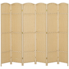 Folding Room Divider Screen 6 Panel 5.6' Tall Privacy Screen Freestanding Room Partition for Home Office, Beige