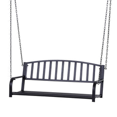 2-Person Metal Outdoor Porch Swing, Hanging Outdoor Swing Chair, 528lb Weight Capacity, Black