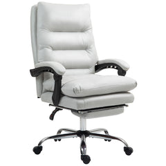 Microfibre Massage Office Chair, Heated Reclining Chair with Footrest, Double-tier Padding, Swivel Wheels, Light Gray