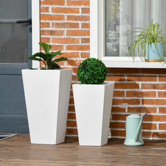 2-Pack Outdoor Planter Set, Flower Pots with Drainage Holes, Durable & Stackable Plant Pot, 22in & 18in, for Porch, Entryway, Patio, Yard, Garden, White