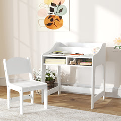 Kids Desk and Chair Set with Storage and Shelves, for Bedroom & Study Room, Gift for 3-8 Years Old, White