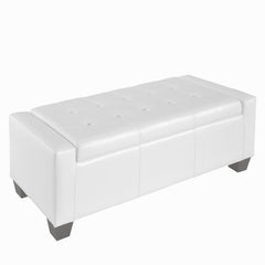 50.5" Faux Leather Rectangular Tufted Storage Ottoman for Living Room, Entryway, or Bedroom, White