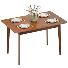 47.2" Rectangle Dining Table for 4, Mid-Century Modern Kitchen Table with Rubber Wood Legs for Dining Room, Walnut