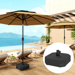 Square Patio Umbrella Base Holder, Heavy Duty Outdoor Umbrella Stand Base, Filled Up to 55lbs with Sand or 44lbs with Water for Garden, Poolside, Black