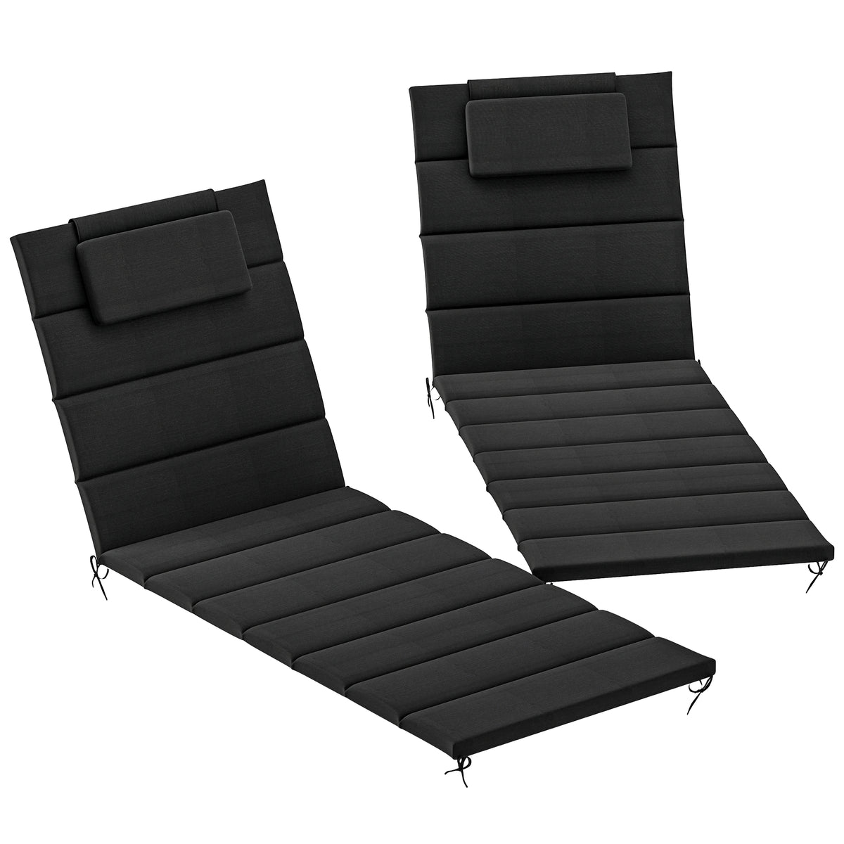 Foldable Chaise Lounge Cushion Set of 2, Outdoor Lounge Chair Cushion Set, UPF50+ 230gsm Olefin, 80" x 26" Black