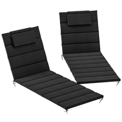 Foldable Chaise Lounge Cushion Set of 2, Outdoor Lounge Chair Cushion Set, UPF50+ 230gsm Olefin, 80" x 26" Black