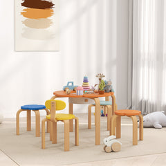 5 Piece Kids Table and Chairs Set, Toddler Table and Chair Set with Built-in Storage, for Nursery, Living Room, Playroom