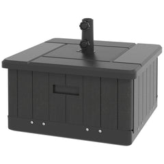3-in-1 Outdoor Umbrella Base with Wheels and Handles, End Table, Flower Box Planter with Hole, 175 lbs. Capacity, Black