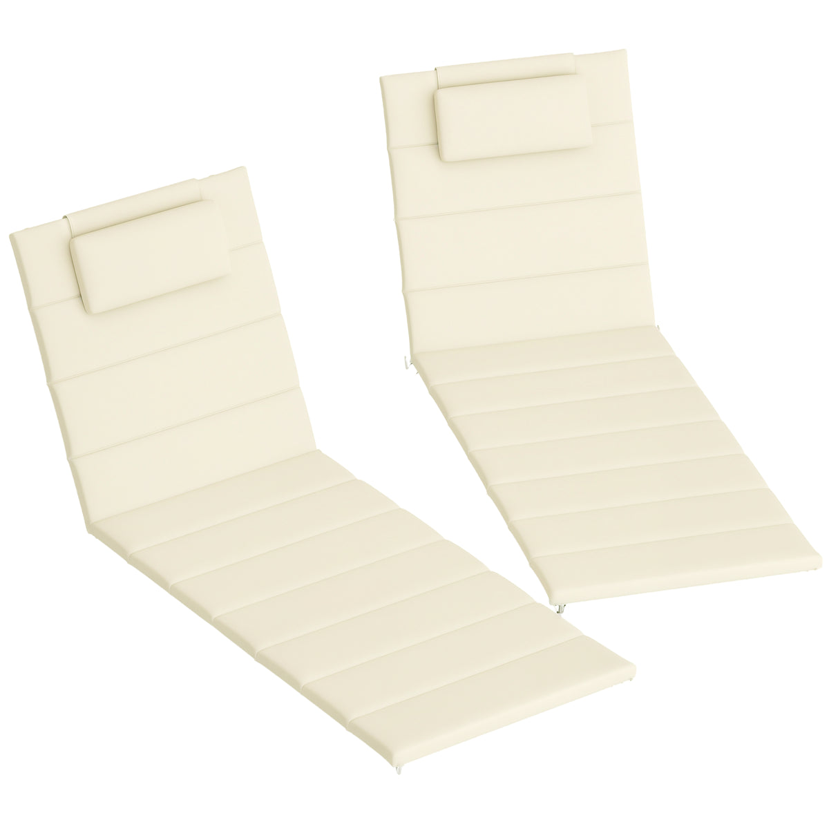 Foldable Chaise Lounge Cushion Set of 2, Outdoor Lounge Chair Cushion Set, UPF50+ 230gsm Olefin, 80" x 26" Cream White