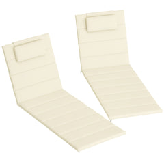 Foldable Chaise Lounge Cushion Set of 2, Outdoor Lounge Chair Cushion Set, UPF50+ 230gsm Olefin, 80" x 26" Cream White