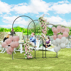 Metal Arch Backdrop Stand Set of 3, 7/6.5/6 ft Wedding Arch Frame, Balloon Backdrop Arch Stand Set for Birthday Party, Bridal Shower, Graduation, Ceremony, Banquet Decorations, Black