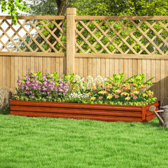 95" x 36" x 12" Galvanized Raised Garden Bed, Easy DIY and Cleaning for Growing Flowers, Herbs, Succulents, Natural Wood