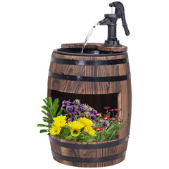 23" H Outdoor Water Fountain Wood and Plastic Rustic Apple Barrel Pump Garden Decor for Outside Backyard