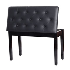 Piano Bench, Duet Piano Chair with Faux Leather Padded Cushion and Wooden Frame, Button Tufted Keyboard Bench, Black