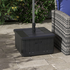 3-in-1 Outdoor Umbrella Base with Wheels and Handles, End Table, Flower Box Planter with Hole, 175 lbs. Capacity, Black