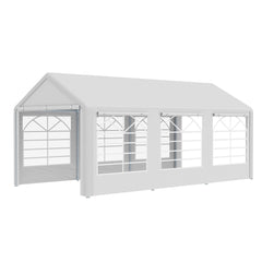 10 x 20 ft Heavy Duty Party Tent Outdoor Gazebo Wedding Tent Event Shelter Carport BBQ with Removable Sidewalls & Windows, Outside Waterproof Canopy for Parties, White
