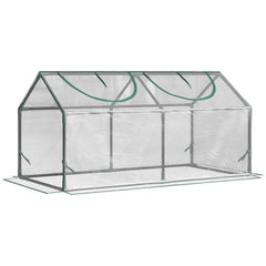 4' x 2' x 2' Portable Mini Greenhouse, Small Green House with PVC Cover, Roll-up Zippered Windows for Indoor, Outdoor Garden, Clear