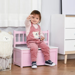 Qaba Toddler Toy Box Storage Bench with Large 27 Liter Interior, Kids Storage Bench Seat with Storage for Toddler Playroom Furniture, Kids Bedroom Furniture, Toy Organizer and Storage Bin Pink