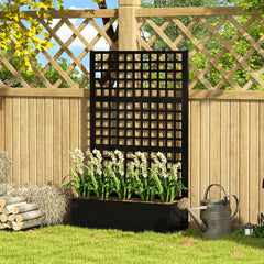 Galvanized Raised Garden Bed Planter Box with Trellis for Climbing Plants, Vegetable, Vines, 43" x 16" x 70", Black