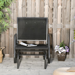 Outdoor Glider Chair, Steel Swing Chai with Curved Armrests for Porch, Garden, Poolside, Balcony, Black