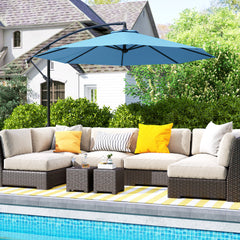 10' Cantilever Tilt Offset Patio Umbrella w/ UV & Water Safe Material & Cross Base (Weight Not Included), Blue