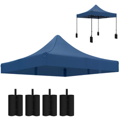 10' x 10' Replacement Canopy Top for Pop Up Canopy Tent with 4 Sand Bags, UPF50+ Protection, Navy Blue