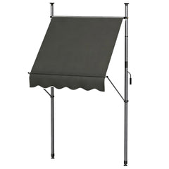 5' x 4' Manual Retractable Awning, Non-Screw Patio Awning, UV Resistant, for Window or Door, Dark Gray
