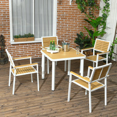 5pc Patio Table and Chairs Set, Aluminum Patio Dining Set w/ HDPE Materials, Umbrella Hole, Yellow