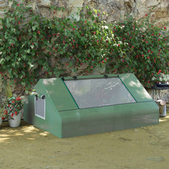 71" x 55" x 32" Mini Greenhouse, Small Green House, Garden Planting Shed, Outdoor Flower Planter Warm House with Zipper Windows, Green