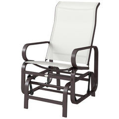 Gliding Lounger Chair, Single Rocker with Lightweight Metal & Mesh Construction, Beige