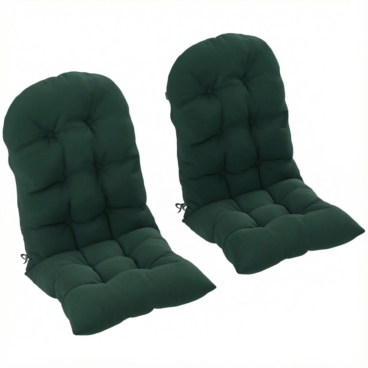 Outdoor Adirondack Chair Cushions Set of 2, Tufted High Back Patio Chair Cushions, Dark Green