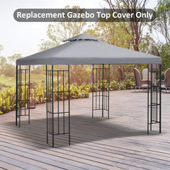 Gazebo Replacement Canopy for Model 01 -0153, 2-Tier Top Cover for 9.8' x 9.8' Gazebo, Gray (TOP ONLY)
