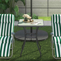 27" Square Bistro Table Garden Dining Table Outdoor Tempered Glass Table