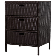 Patio PE Rattan Storage Cabinet, Wicker Pool Cabinet Organizer, Outdoor Towel Rack for Pool with 3 Drawers, Brown