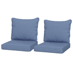 Patio Chair Cushions Set of 2 with Seat & Backrest, Fade Resistant Seat Replacement Cushion Set, Blue