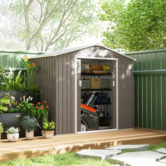 7' x 4' Outdoor Storage Shed, Garden Tool House with Foundation Kit Vents Sliding Doors for Backyard Patio Gray