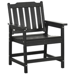All-Weather Patio Chair, HDPE Patio Dining Chair, Heavy Duty Wood-Like Outdoor Furniture for Garden, Backyard, Deck, Porch, Lawn, Black