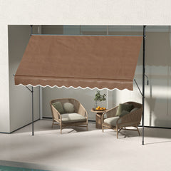 10' x 4' Manual Retractable Awning, Non-Screw Patio Awning, UV Resistant, for Window or Door, Coffee