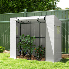 Walk-in Portable Greenhouse Small Greenhouse for Outdoors with UV-resistant PE Cover, 6.6' x 2.5' x 5.6' White